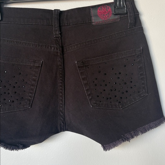Rock & Republic Black on black Rhinestone ‘Lolita’  jean shorts - Picture 10 of 12